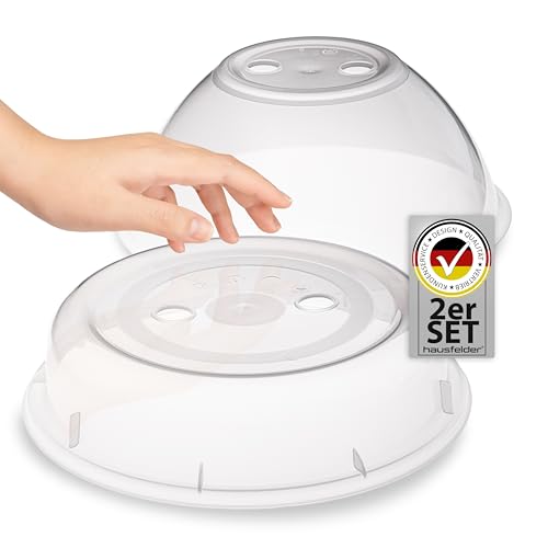 Hausfelder Mikrowellen Abdeckung - 2er Set hoch und flach - Abdeckhaube für die Mikrowelle BPA-frei von Hausfelder