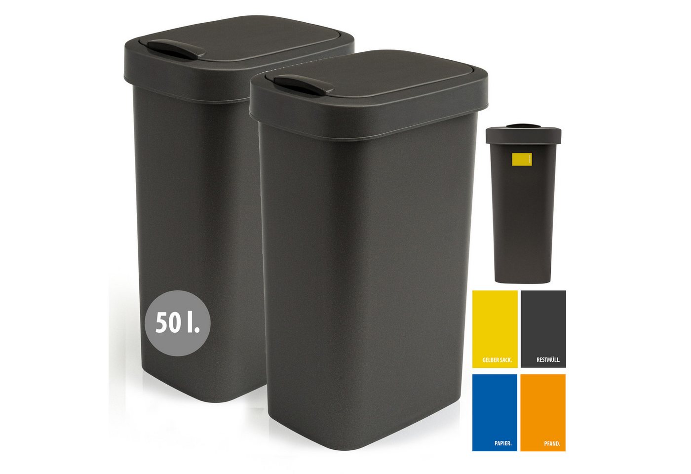 Hausfelder Mülleimer Abfalleimer 50l groß mit Deckel, 2er Set Schwingdeckel, 2x50 l, Made in Germany, mit Klapp- und Schwingdeckel, robuste Konstruktion Hausfelder Mülleimer Abfalleimer 50l groß mit Deckel, 2er Set Schwingdeckel, 2x50 l, Made in Germany, mit Klapp- und Schwingdeckel, robuste Konstruktion von Hausfelder