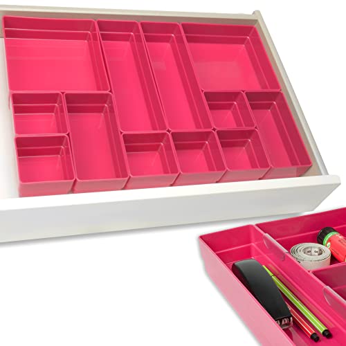 Hausfelder ORDNUNGSLIEBE Schubladen Organizer - Ordnungssystem zur Aufbewahrung für Küche Büro Schminktisch Kosmetik (Pink) von Hausfelder