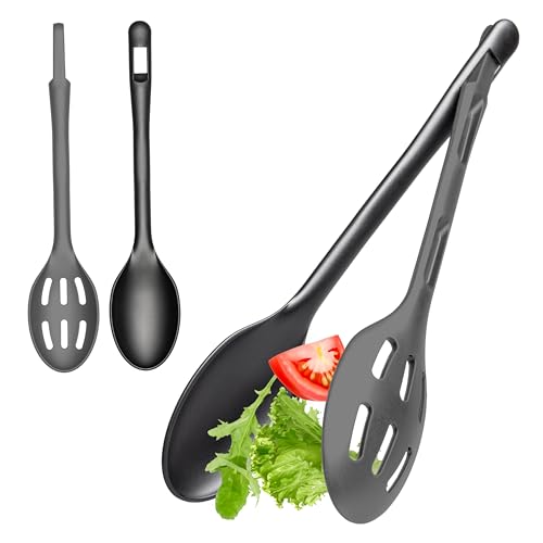 Hausfelder Salatbesteck zweiteilig, Salatbesteck und Salatzange Kunststoff Anthrazit/Schwarz von Hausfelder