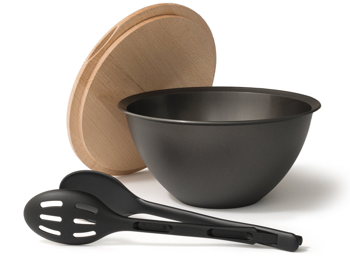 Hausfelder Salatschüssel Hausfelder Salatschüssel mit Holzdeckel 6 L + Salatbesteck, (2-tlg) von Hausfelder