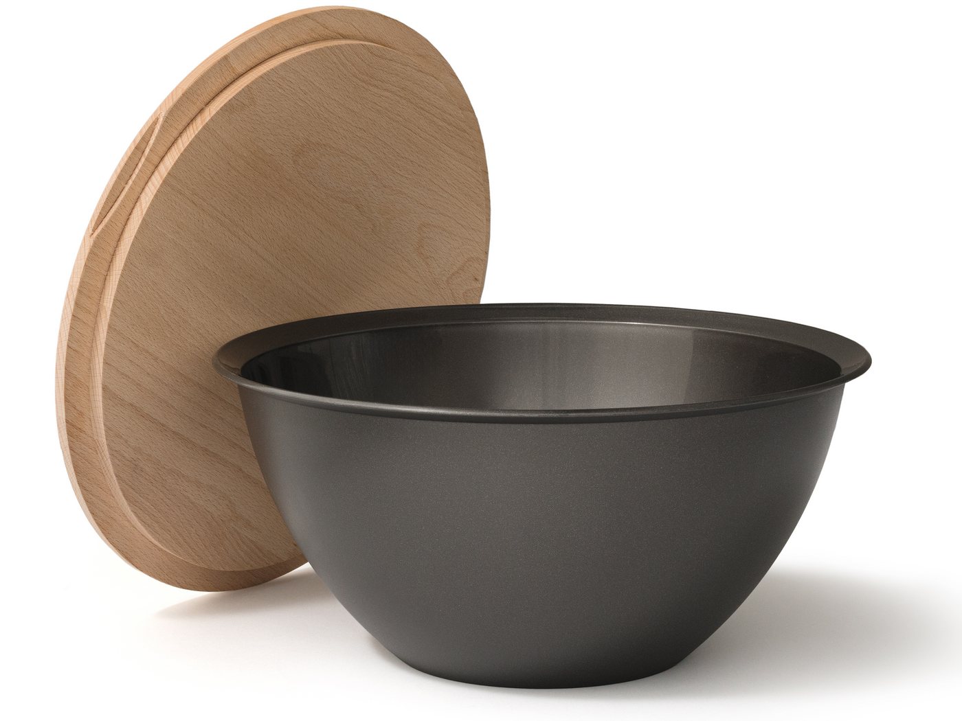 Hausfelder Salatschüssel Schüssel mit Holzdeckel, (Set), aus Kunststoff BPA-frei von Hausfelder