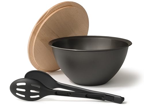 Hausfelder Salatschüssel mit Deckel aus Holz + Salatbesteck aus Kunststoff, Schüsselset 4 L in Anthrazit Schwarz, große Servierschüssel mit Besteck, BPA-frei Hausfelder Salatschüssel mit Deckel aus Holz + Salatbesteck aus Kunststoff, Schüsselset 4 L in Anthrazit Schwarz, große Servierschüssel mit Besteck, BPA-frei von Hausfelder