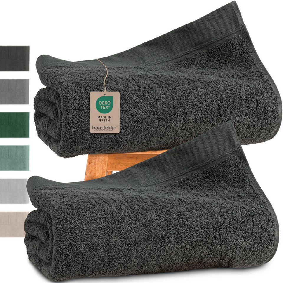 Hausfelder Saunatuch 2er Set Saunatuch XXL (2x Anthrazit, Saunatuch XXL 100x200cm), Frottier (1-St), Mit Aufhängeschlaufen, saugstark von Hausfelder