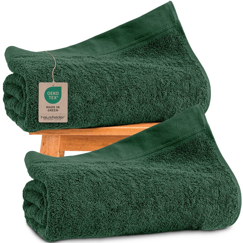 Hausfelder Saunatuch Hausfelder Saunatuch 2er Set 80x200cm, Farbe: Dunkelgrün, (2-St) von Hausfelder