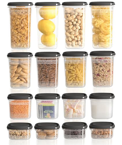 Hausfelder Vorratsdosen mit Deckel Luftdicht | 32er Vorratsbehälter-Set | Wasserdicht | BPA-frei | Aufbewahrungsbox Küche | 32-teiliges Set (16 Dosen mit Deckel) von Hausfelder