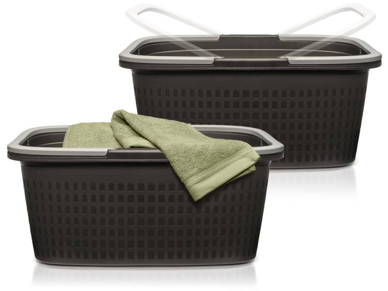 Hausfelder Wäschekorb Wäschekörbe Wäschewannen mit Henkel (Set, 2 St), Stabil & Wetterfest von Hausfelder
