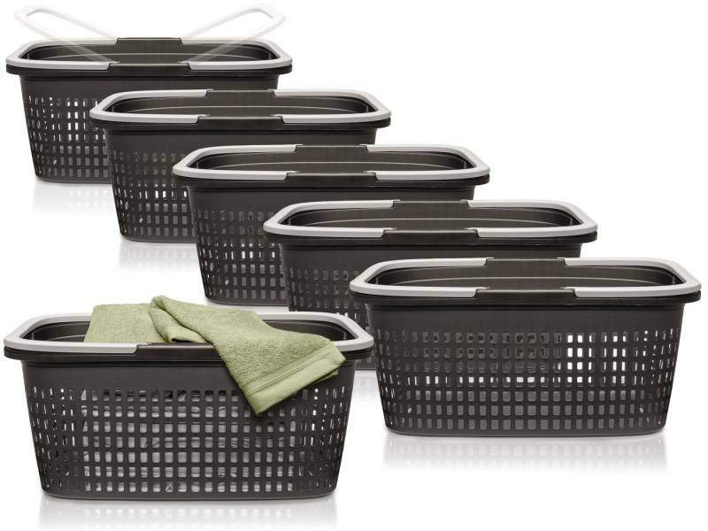 Hausfelder Wäschekorb Wäschekörbe Wäschewannen mit Henkel (Set, 6 St), Stabil & Wetterfest von Hausfelder