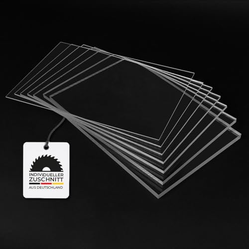 HausFux Acrylglasplatten – Zuschnitt nach Maß – Transparent – 2–10 mm stark – XT – UV-beständig, bruchsicher, glasklar (4 mm - XT, Transparent, 90 x 90 cm) von Hausfux