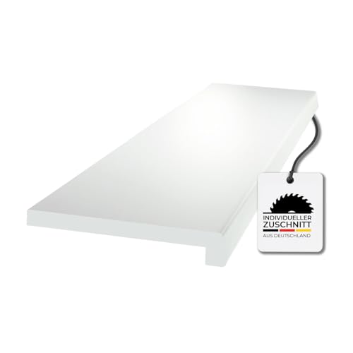 HausFux Fuxalit Innenfensterbank Weiß – Zuschnitt auf Maß – MDF-Fensterbank mit CPL-Beschichtung – modern, UV-beständig, pflegeleicht (Weiß, T x L | 15 x 250 cm) von Hausfux