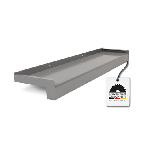 HausFux jetLINE Aluminium Fensterbank außen - nach Maß inkl. Putzabschluss, Klinkerabschluss oder Alu-Gleitabschluss - individueller Zuschnitt - bis 3 m (Graualuminium, T x L | 21 x 300 cm) von Hausfux