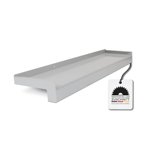 HausFux jetLINE Aluminium Fensterbank außen - nach Maß inkl. Putzabschluss, Klinkerabschluss oder Alu-Gleitabschluss - individueller Zuschnitt - bis 3 m (Weißaluminium, T x L | 19,5 x 180 cm) von Hausfux