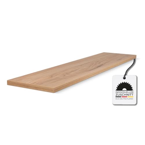 HausFux studioLINE MDF-Innenfensterbank nach Maß - 1,8 cm stark, melaminbeschichtet, mit ABS-Kante - Made in Germany - individueller Zuschnitt (Berg Esche, T x L | 35 x 100 cm) von Hausfux