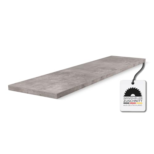HausFux studioLINE MDF-Innenfensterbank nach Maß - 1,8 cm stark, melaminbeschichtet, mit ABS-Kante - Made in Germany - individueller Zuschnitt (Classic Beton, T x L | 20 x 100 cm) von Hausfux