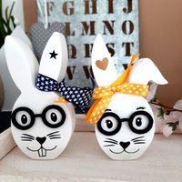 Mrs. Und Mr. Glasses - Hasen Mit Durchblick Osterhasen Brillen Beton Raysin Grau Weiß von HausgemachtKreativ
