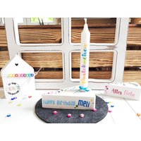 Tortenstück "Happy Birthday" Mit Kerze "Pustekuchen" | Personalisierbar Geburtstagstorte "Alles Liebe" Teelicht von HausgemachtKreativ