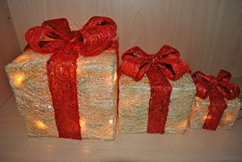 Beleuchtetes Geschenkboxen-Set, 3-tlg, einzeln stellbar von Haushalt International