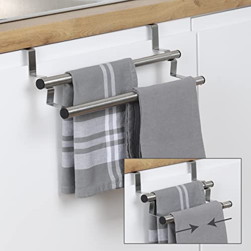 Handtuchhalter Küche ausziehbar 25-40cm Edelstahl 2Stangen aufhängen Schrank Tür von Haushalt International