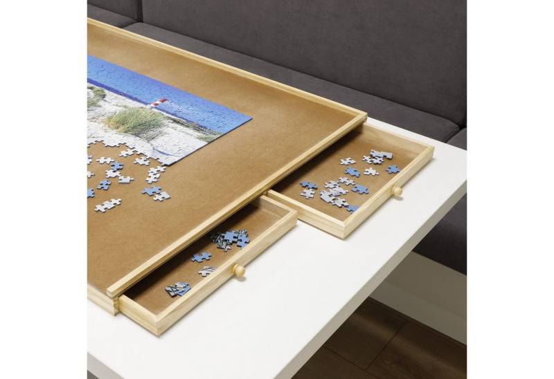 Haushalt International Bodenschutzmatte Puzzlebrett mit Auszügen aus Holz für bis zu 1.500 Teile von Haushalt International