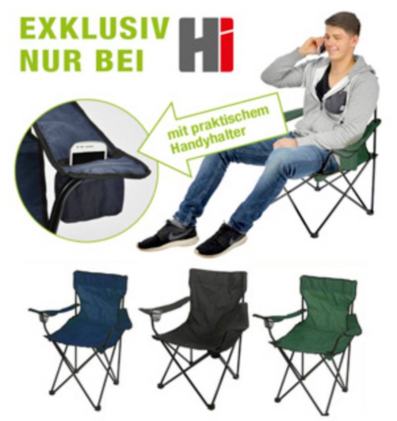 Haushalt International Campingstuhl Regiestuhl aus Stahl, Handyhalterung 80x50x80cm, farbig sortiert (1 St) von Haushalt International