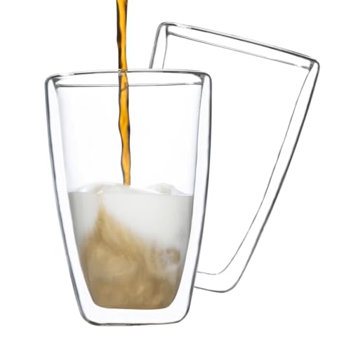 Haushalt International Cappuchinoglas, doppelwanding, Becher, Glasbecher, Kaffeebacher, Thermoglas, Isolierglas, 270ml (2er Set) von Haushalt International