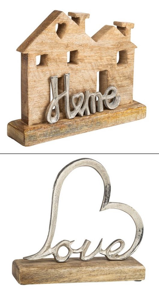 Haushalt International Deko-Schriftzug XL Dekoelement mit silberner Schrift „Home“ oder Love", aus Holz und Metall" von Haushalt International