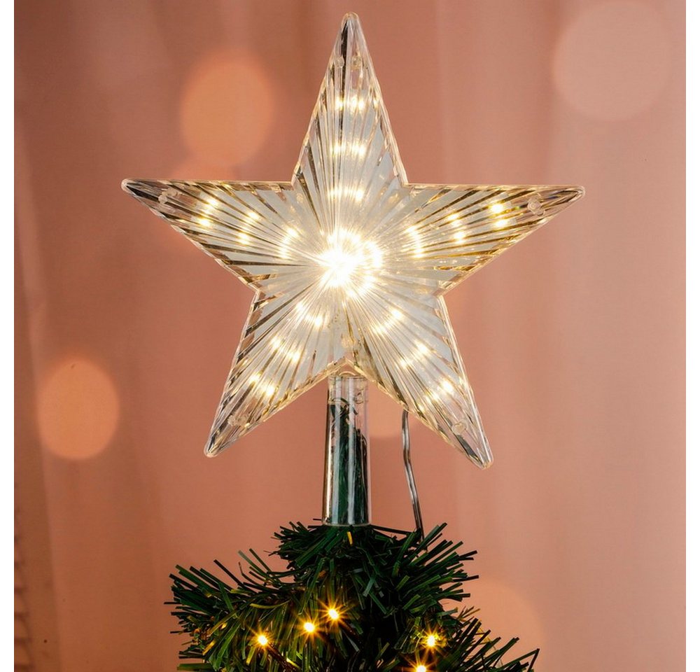 Haushalt International Dekostern Stern mit Lauflichteffekt Tannenbaumspitze Weihnachtsbaumdeko, mit 40 warm weißen LEDs, mit Timer (8/16 Stunden) von Haushalt International