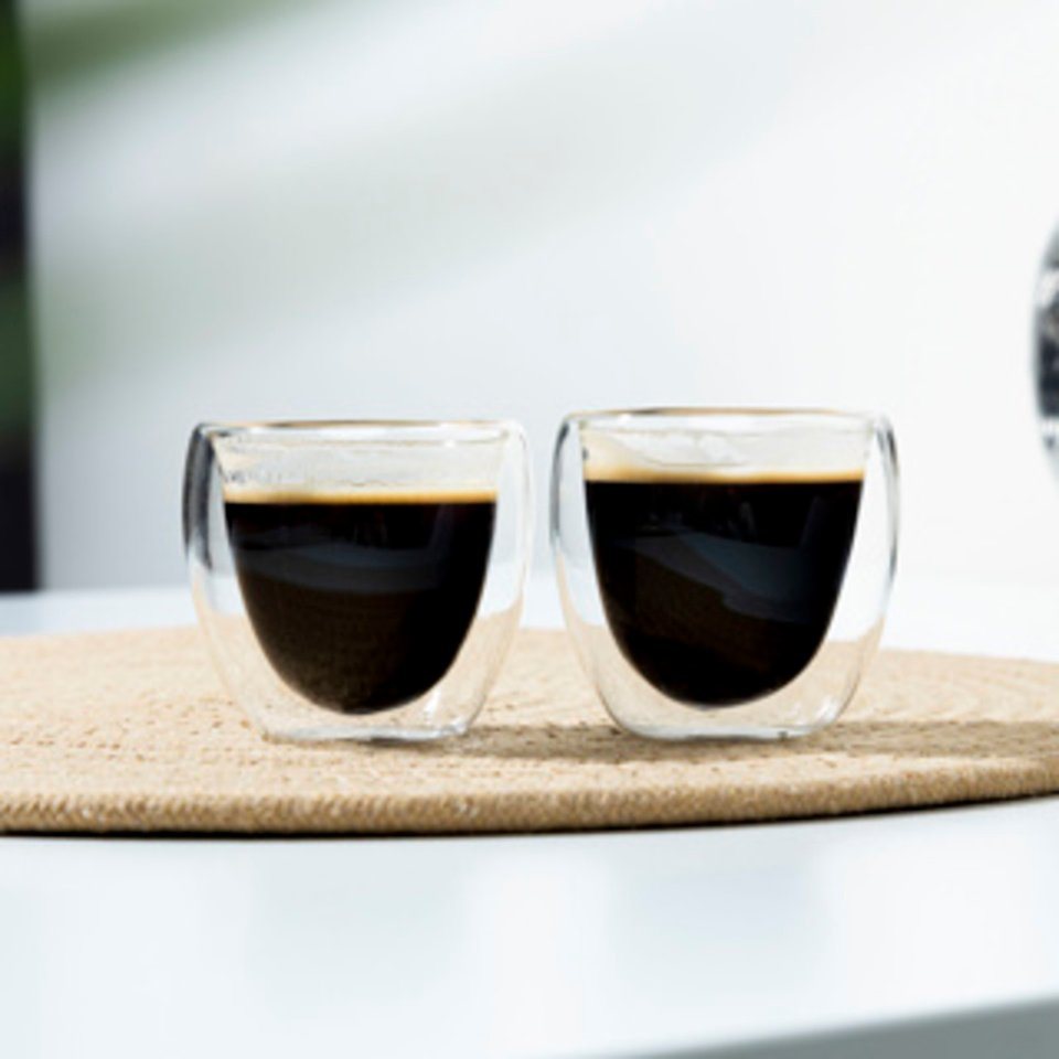 Haushalt International Espressoglas Espresso Glas, 80ml 2er Set doppelwandig, ca. 6,3 x 6,4cm von Haushalt International