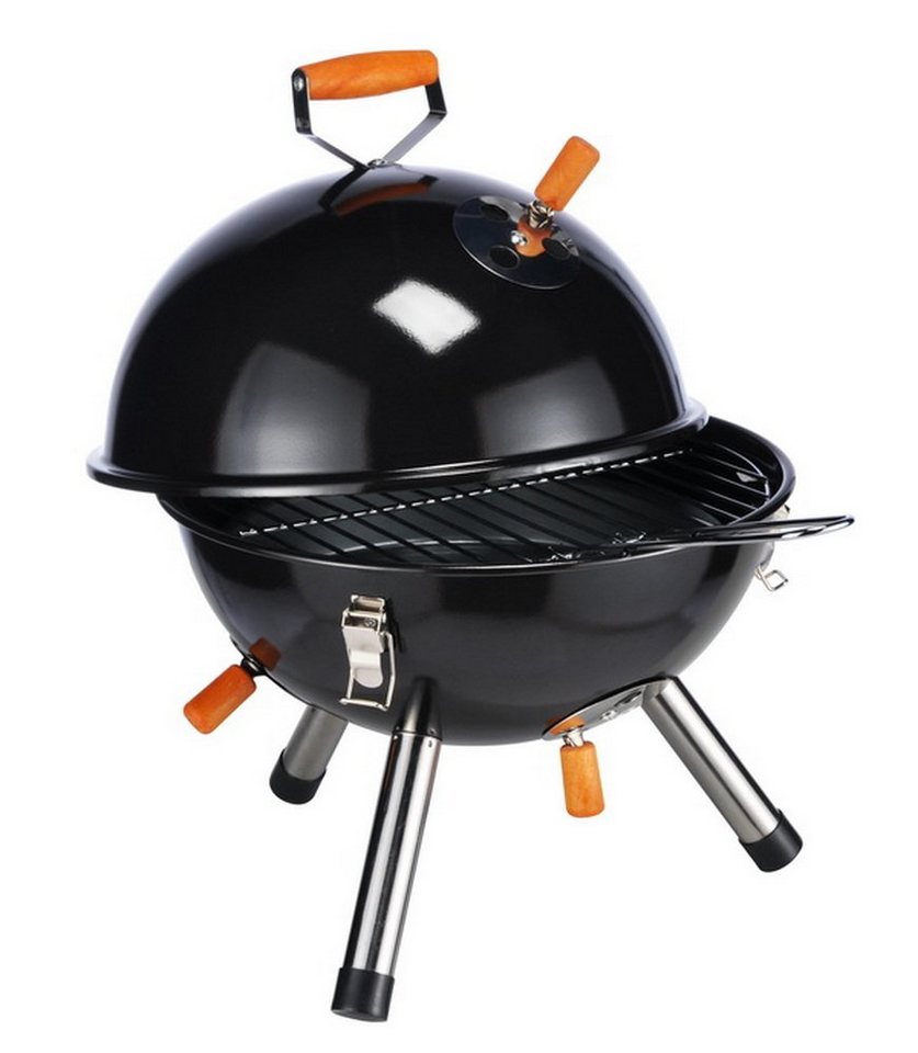 Haushalt International Holzkohlegrill Mini-Kugelgrill Ø 32 cm Grill Kugelgrill, Grillrost : 29 cm, Schwarz, optimale Luftzirkulation von Haushalt International