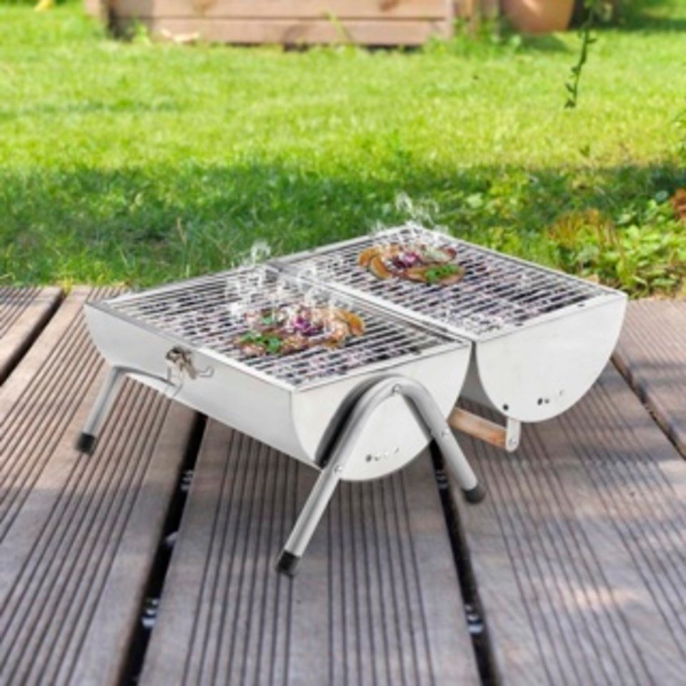 Haushalt International Holzkohlegrill Picknick Grill aus Edelstahl Maße: ca. 50 x 30 x 36,8cm von Haushalt International