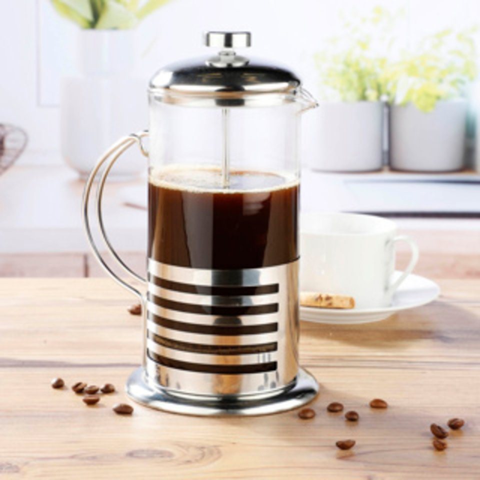 Haushalt International Kaffeekanne Kaffee- und Teekanne aus Glas mit satiniertem Edelstahl von Haushalt International