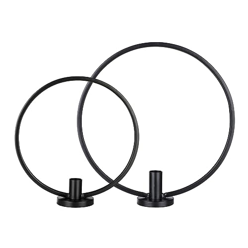 Haushalt International Kerzenhalter Ring Metall 2er Set, schwarz von Haushalt International
