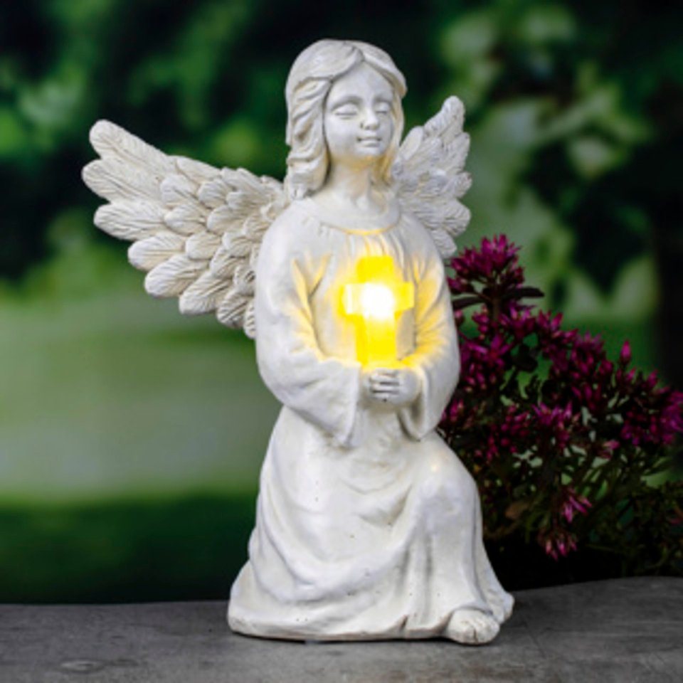 Haushalt International LED-Dekofigur Solar Engel mit leuchtendem Kreuz Maße: ca. 16 x 14 x 22,5 cm (1 St) von Haushalt International