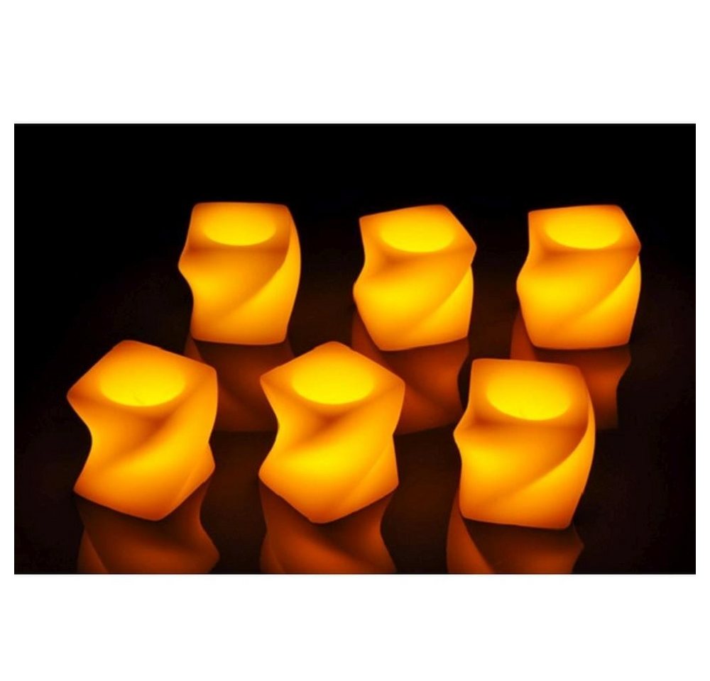 Haushalt International LED-Kerze 55046 6er Echtwachs-Kerzen-Set weiß eckig-gedreht von Haushalt International