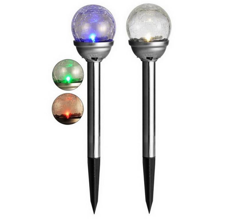 Haushalt International LED Solarleuchte Solarlampe mit Farbwechselnder LED, kaltweiß, Farbwechsel-LED, Kugel aus Glas, mit Erdspieß von Haushalt International