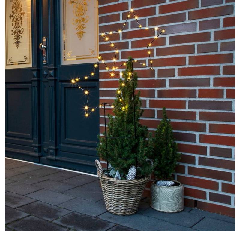 Haushalt International LED Stern LED Metall Gartenstecker Sterne Weihnachtsdekoration Gartendekoration, Timer (6/18 Stunden) 50 LEDs von Haushalt International