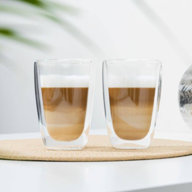 Haushalt International Latte-Macchiato-Glas Latte Macchiato-Glas 400ml, 2er-Set doppelwandig, ca. 9 x 14cm von Haushalt International