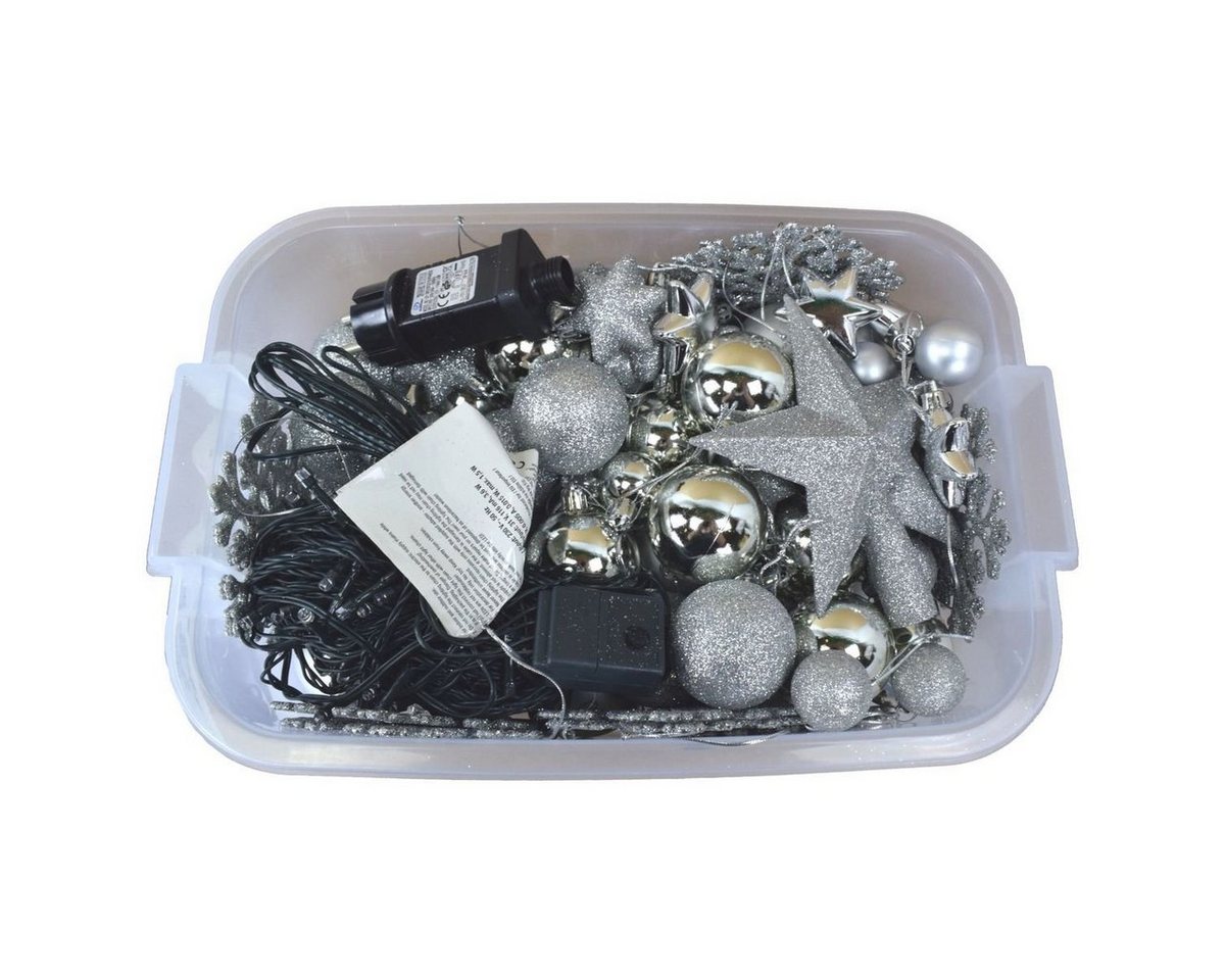 Haushalt International Lichterkette 100-tlg. LED-Lichterkette und Christbaumschmuck inkl. Aufbewahrungsbox, Komplettset von Haushalt International