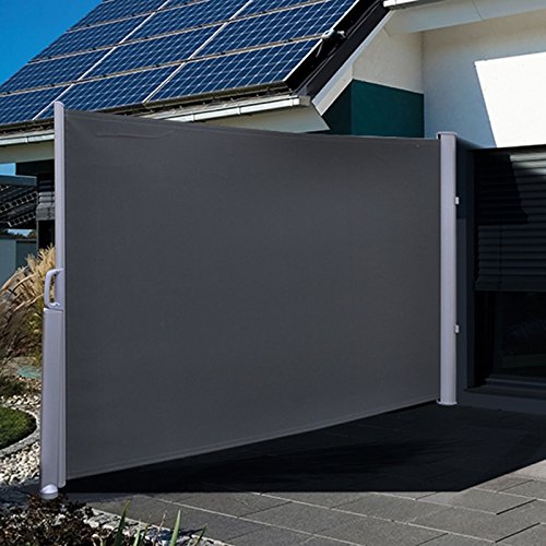 Haushalt International Seitenmarkise 300x160cm grau Aluminium Windschutz Sichtschutz Seitenzugmarkise von Haushalt International