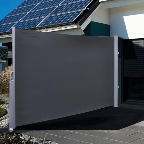 Haushalt International Seitenmarkise 300x160cm grau Aluminium Windschutz Sichtschutz Seitenzugmarkise von Haushalt International