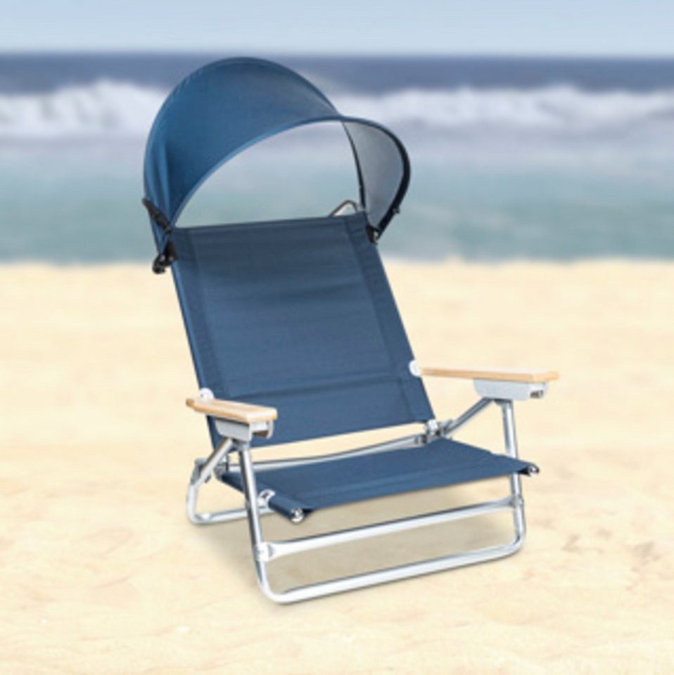 Haushalt International Stuhl Alu Strandstuhl Deluxe mit hölzernen Armlehnen (1 St) von Haushalt International