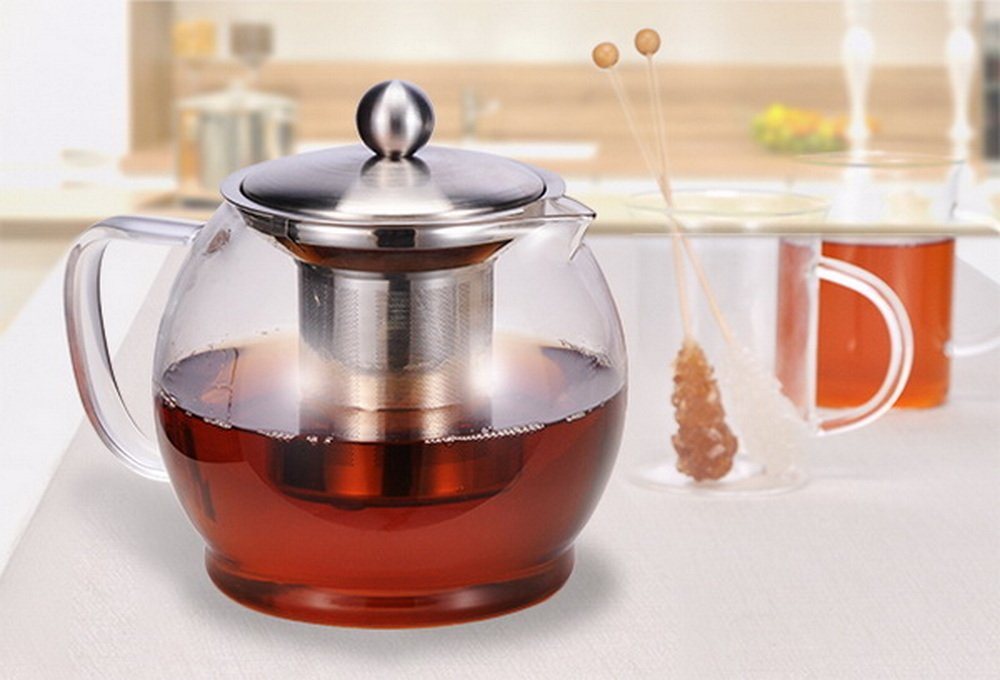 Haushalt International Teekanne Teekanne Edelstahl-Filtereinsatz mit Griff Tezubereiter Glaskanne, 1,2 l, eleganter Glasgriff Haushalt International Teekanne Teekanne Edelstahl-Filtereinsatz mit Griff Tezubereiter Glaskanne, 1,2 l, eleganter Glasgriff von Haushalt International