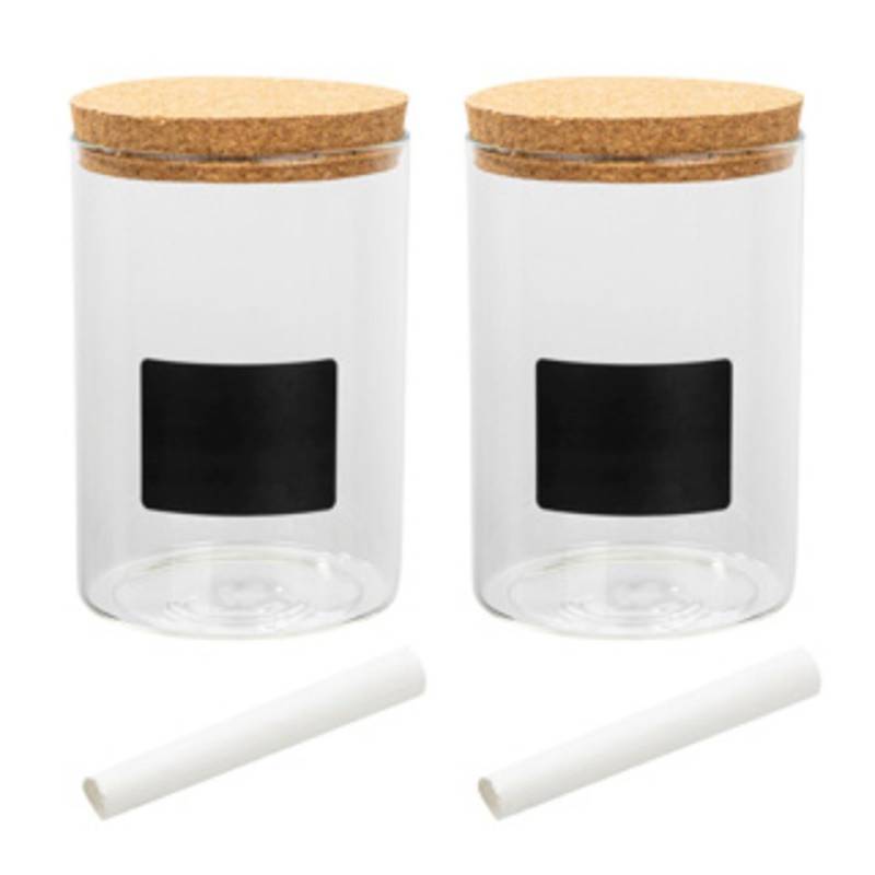 Haushalt International Vorratsglas Vorratsglas mit Korkdeckel 2er Set je 800ml Aufkleber und Kreide, (1-tlg) von Haushalt International