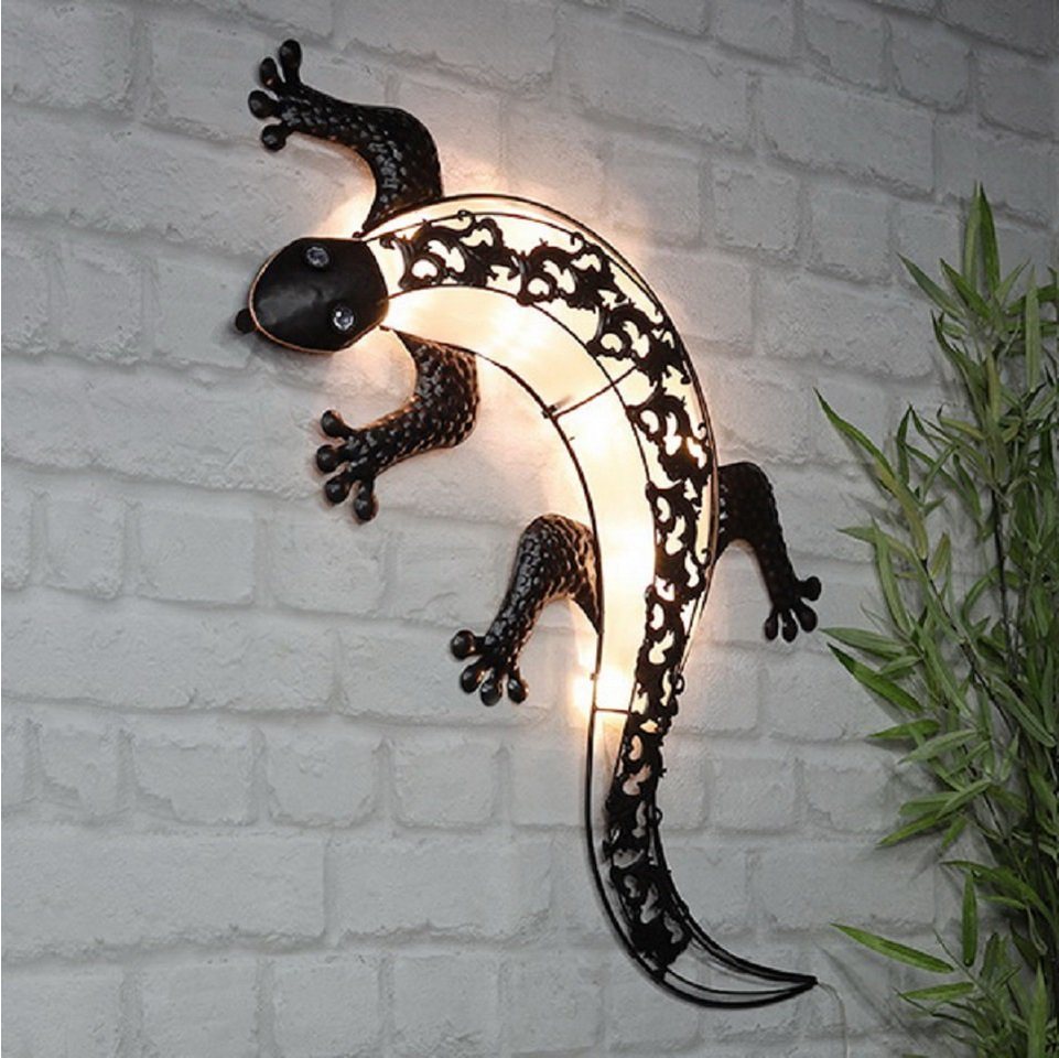 Haushalt International Wanddekoobjekt LED Solar-Wand-Deko GECKO" Wanddekoration Solarleuchte (1 St), mit 10 warm-weiße LEDs" von Haushalt International