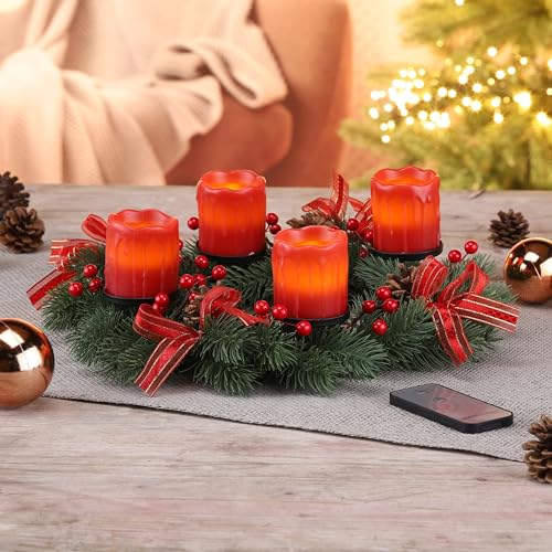 Haushalt International Weihnachtskranz mit LED-Echtwachskerzen und Fernbedienung Ø 30 cm Adventskranz inklusive Fernbedienung Weihnachtsdeko 54424 Haushalt International Weihnachtskranz mit LED-Echtwachskerzen und Fernbedienung Ø 30 cm Adventskranz inklusive Fernbedienung Weihnachtsdeko 54424 von Haushalt International