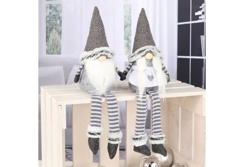 Haushalt International Wichtel Dekorative Weihnachtswichtel Grau 2er Set Adventsdeko (1 St) von Haushalt International