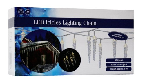 Haushalt International LED Eiszapfen Lichterkette 40 Zapfen - warmweiß - Lichtervorhang Innen & Außen Eisregen von Haushalt International