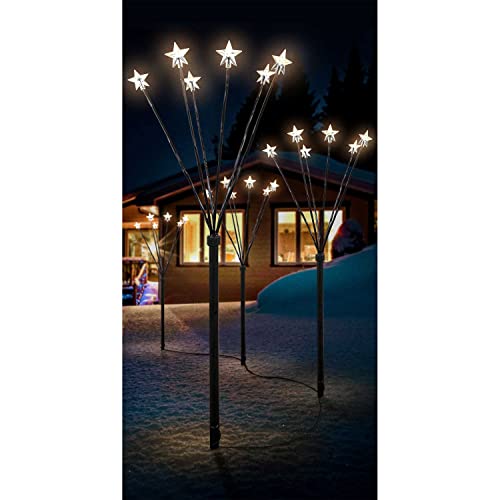 Mojawo LED - Gartenleuchtstäbe 'Stern' 4er Set 6 Lichter per Stab, inkl. Erdspiesse von Haushalt International