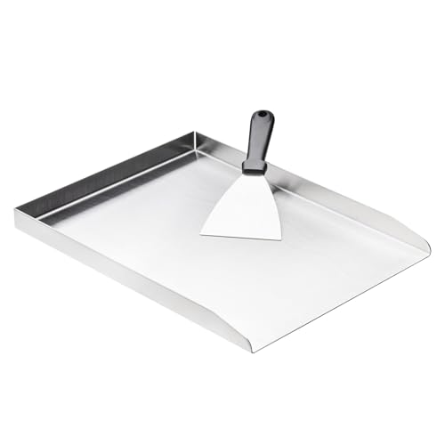 Plancha Grillplatte aus Edelstahl, 40x30x3cm, Grill Platte für Holzkohlegrill und Gasgrill, universelle Burger- und Gemüseplatte von Haushalt International