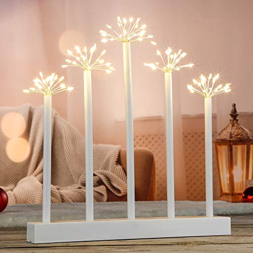 Stimmungsleuchter mit 100 LEDs warmweiss mit Sterneffekt je Stab mit 20 LEDs Weihnachtsdeko Fensterdeko Sterne Weihnachtsbeleuchtung LED Adventsleuchter Dekoleuchte Fensterleuchter Dekolampe batterie von Haushalt International